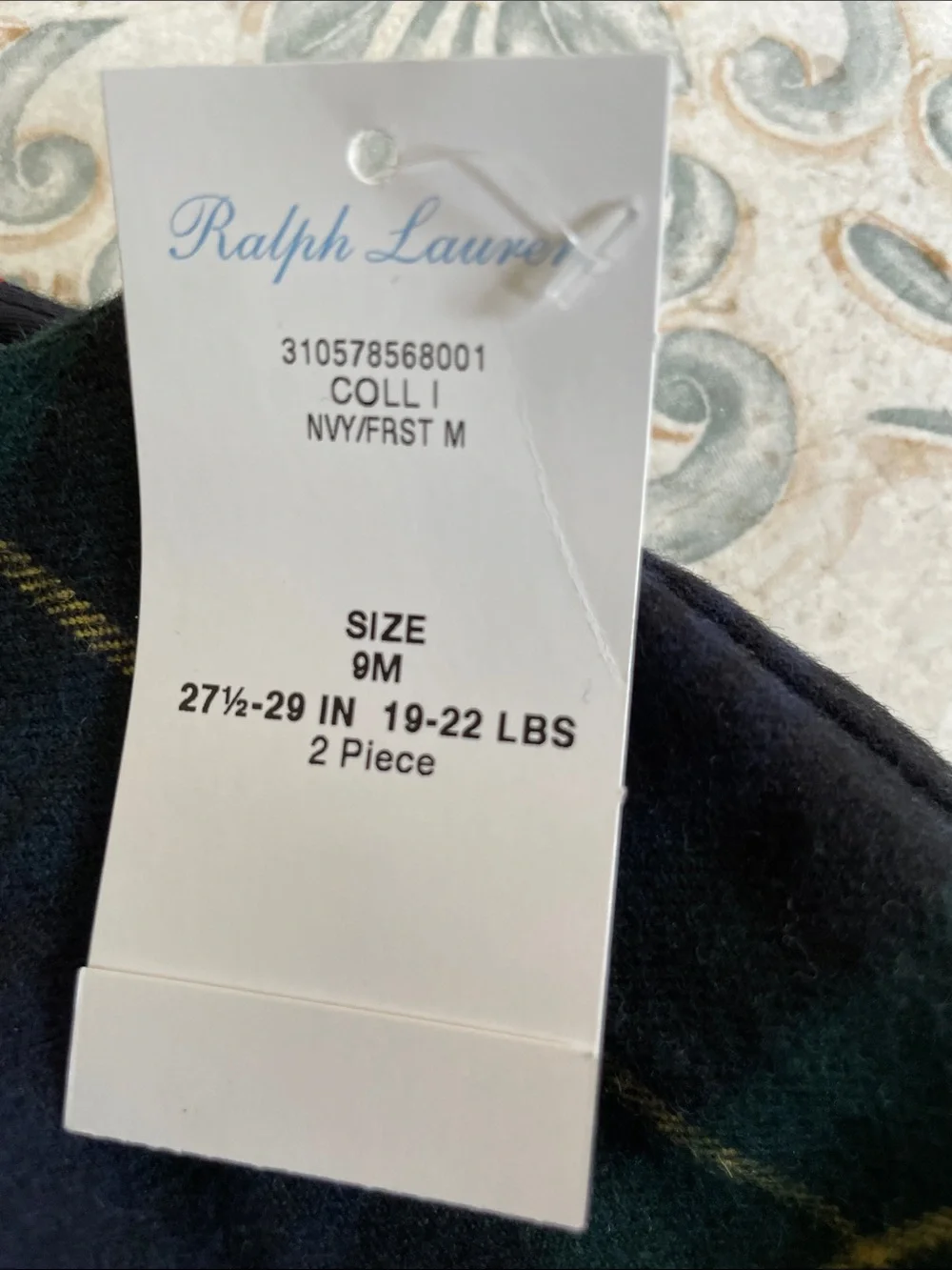 New with Tags Baby Ralph Lauren Girls' Tartan Wool Dress - Navy, Green & Red 9mo